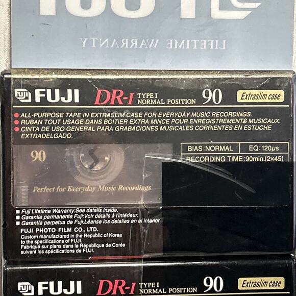 FUJI DR-I 90-min Normal Bias Blank Audio Cassette Tapes 2 Pack - Picture 3 of 4